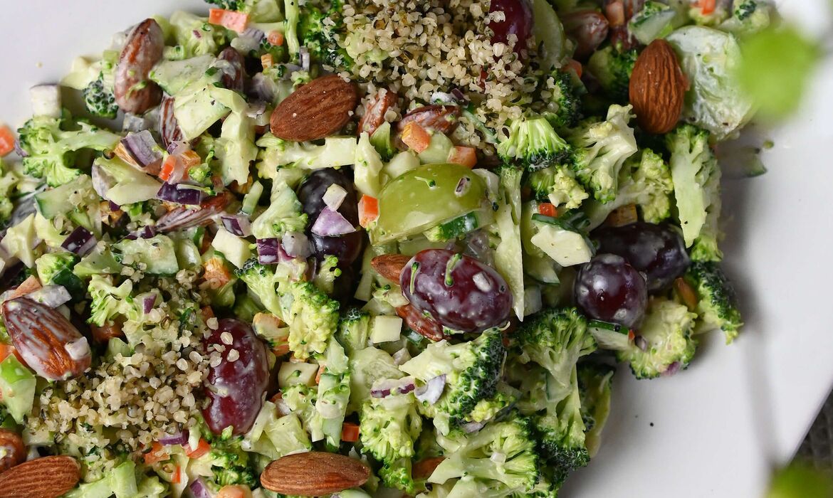Fresh broccoli and grape salad