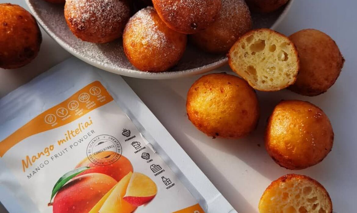 Mango flavored curd doughnuts