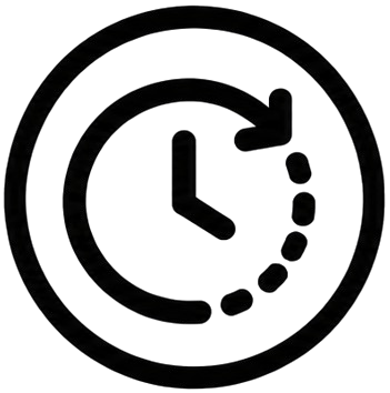 Daily routine icon showing a clock with a circular arrow