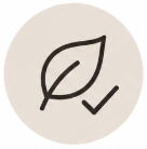 Plant-based verified icon showing a leaf with a check mark.